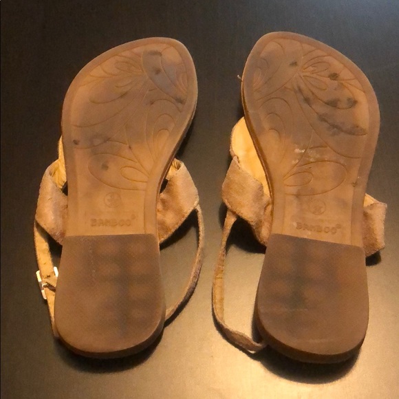 Tan Beaded Sandals with Back Strap, Size 6 - Picture 3 of 7